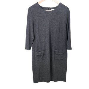 J. Jill Gray Ponte Dress With Pockets & Back Zipper For Women M Petite‎